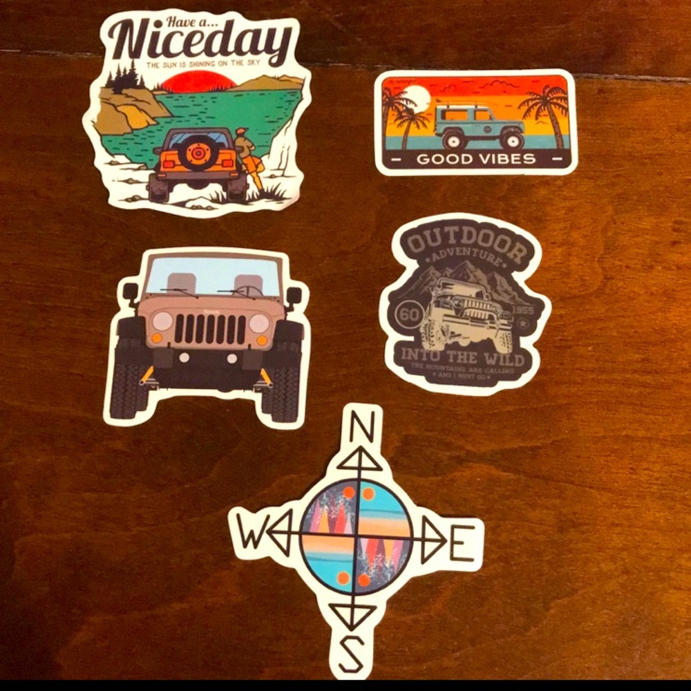 New Jeep Type Vehicle Travel Outdoors Camping Vinyl Water Bottle Stickers
